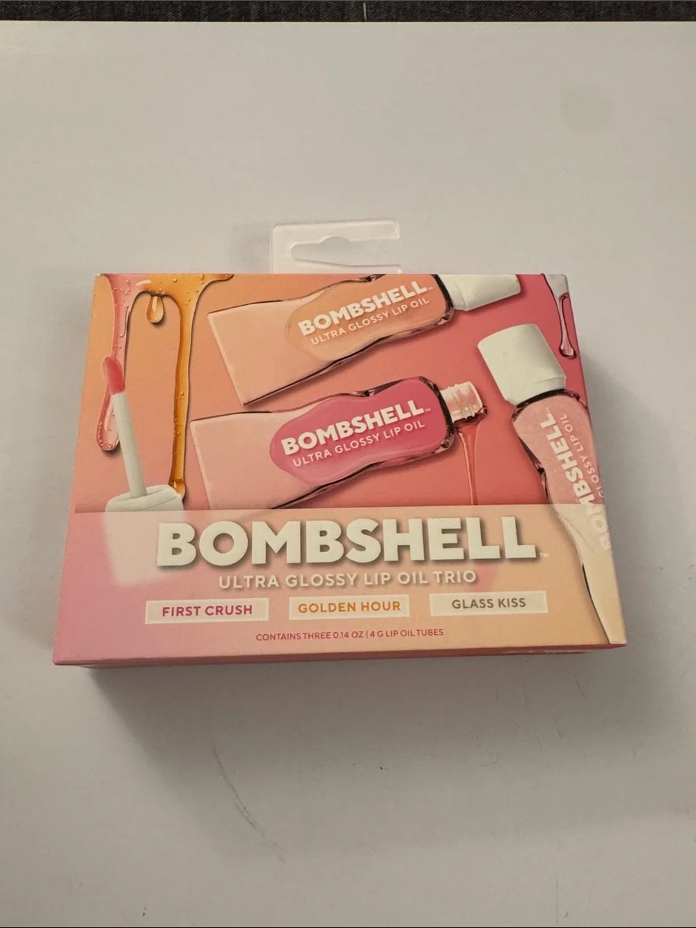 Bombshell Ultra Glossy Lip Oil Trio New Pink Peach Shades HG1